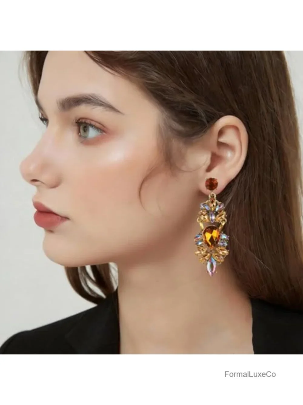 Oversized Rhinestone Chandelier Earrings for Women Dangle Statement Crystal